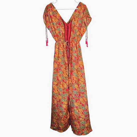 Me 2 Magic‎ Bohemian Festival Dress Small Summer Vacation Gypsy Silky Flowy Sexy - Picture 1 of 12